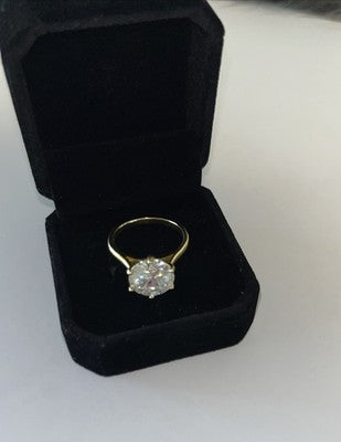 NEW RING 5 Carat Moissanite Size 8 Graded/ Certification A925 Sterling Gold