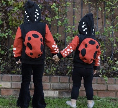 NWT Doodle pants ladybug hoodie 4T Backpack Attached Red Black Jacket Coat Kids