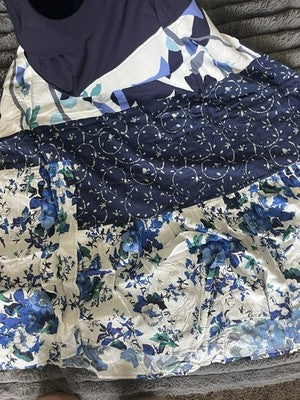 NWT AVANI DEL AMOUR 3X Plus Size Maxi Dress Long Flowy Blue Floral HBT812 3X
