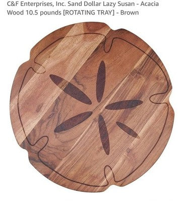 C&F Enterprises, Inc. Sand Dollar Lazy Susan - Acacia Wood Rotating Tray Brown