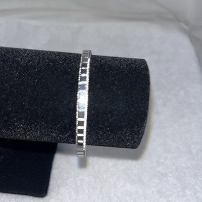 NEW Silver Bangle Bracelet Blocks Quality Fashion Jewelry Valentines Anniversary