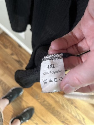 Black Cardigan Womenâs Plus Size 4XL  Polyester Pockets Long Loose Fitting