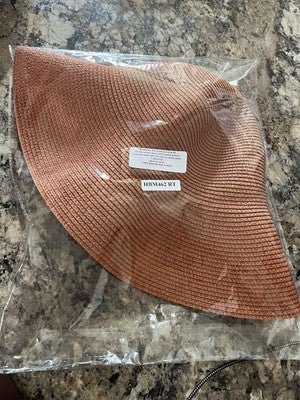 NWT Pretty Persuasions RUST Women's Big Brim Paper Braid Hat Summer Hepburn