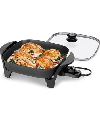 NEW Presto Black 11-inch Electric Skillet with Glass Lid 06626 Stay Cool Knob
