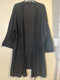 Black Cardigan Womenâs Plus Size 4XL  Polyester Pockets Long Loose Fitting