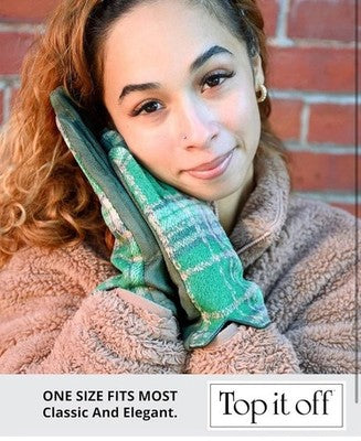 Top It Off Womenâs Winter Gloves â Oprahâs Favorite Things Green Plaid Text Tech