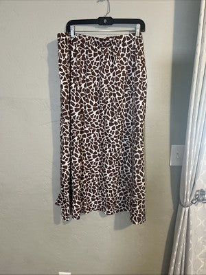 SHEIN Curve 3XL giraffe Print skirt Plus Size Long Boho Slit In Side Flowy Brown
