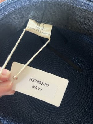 NWT Pretty Persuasions NAVY Women's Big Brim Paper Braid Hat Summer Hepburn Blue