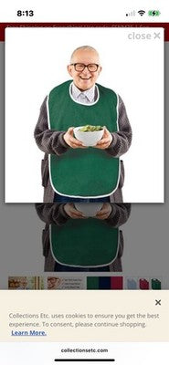 3 Pack GREEN Terry Cloth Adult Bibs/Senior Meal Time Clothing Protection Cover