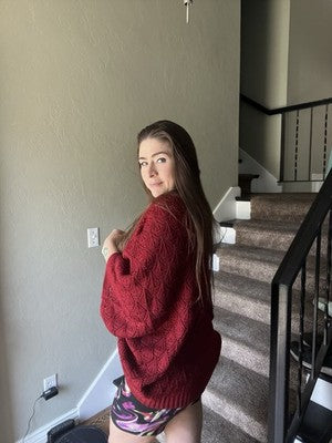 NEW Pretty Persuasions Sweater Wrap Poncho Jacket Stylish HBM442 RD Top Maroon