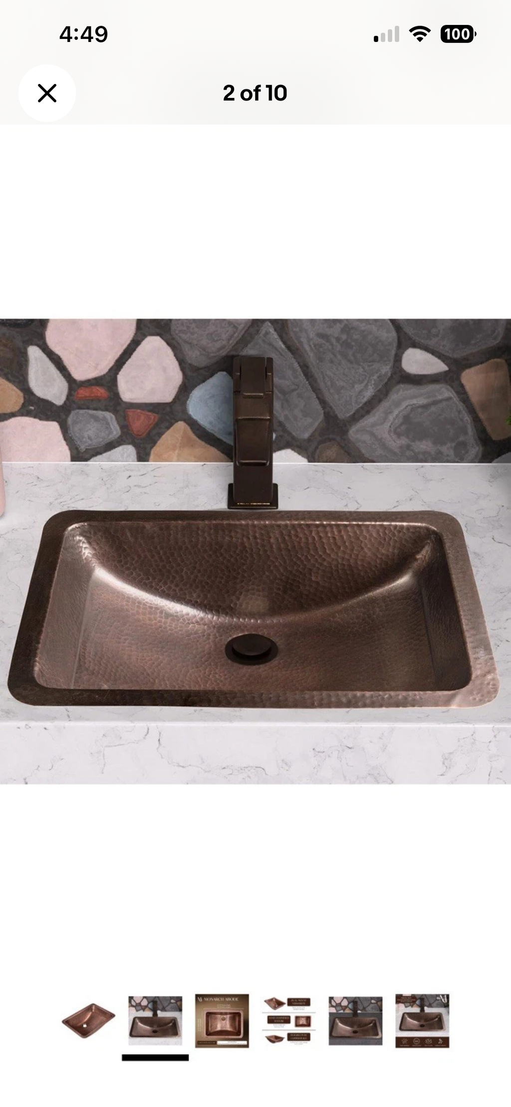 Monarch Abode 21" Copper Sink Venitian Dual Mount Undermount Drop In Bathroom