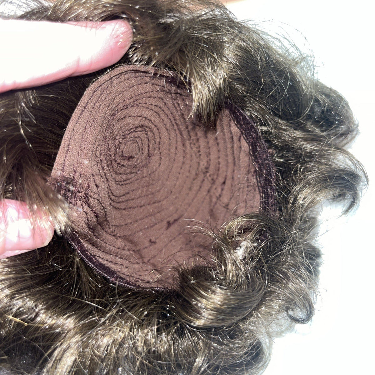 TALLINAâs Doll Wig 10â Stretchable Dark Brown Short Curly Pink Ribbon Ponytail